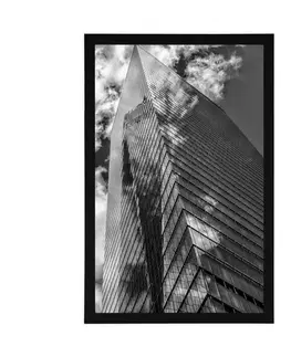 Černobílé Plakát majestátní mrakodrapy v černobílém provedení
