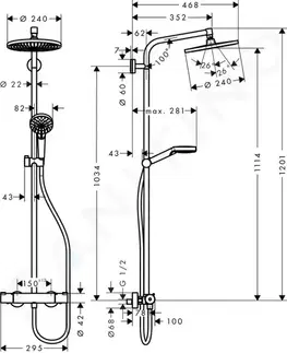 Sprchy a sprchové panely HANSGROHE Crometta Sprchový set S 240 Showerpipe s termostatem, EcoSmart 9 l/min, chrom 27268000