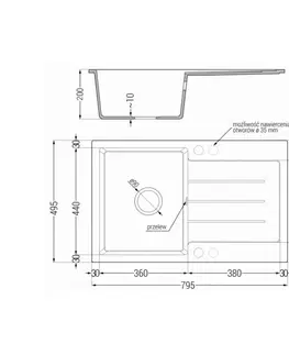 Kuchyňské dřezy Granitový dřez MEXEN BRUNO 79,5x49,5 cm černý/stříbrný