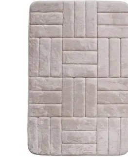 Koberce a koberečky VOPI Koupelnová předložka s paměťovou pěnou Čtverce krémová, 40 x 50 cm