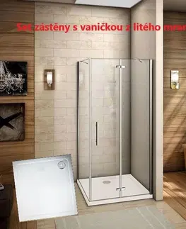 Sprchové vaničky H K Čtvercový sprchový kout MELODY F5 90x90 cm s jednokřídlými dveřmi s pevnou stěnou včetně sprchové vaničky z litého mramoru SE-MELODYF59090/THOR-90SQ