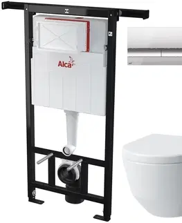 WC sedátka ALCADRAIN Jádromodul předstěnový instalační systém s chromovým tlačítkem M1721 + WC LAUFEN PRO + SEDÁTKO AM102/1120 M1721 LP3