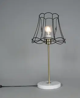 Stolni lampy Retro stolní lampa mosaz s rámem Granny černá 25 cm - Kaso