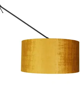 Stojaci lampy Moderní stojací lampa černé lněné stínidlo žluté 50 cm - Redaktor