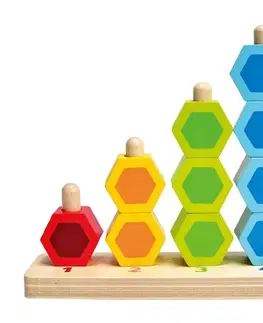 Hračky HAPE - Navlékací barevné šestiboké tvary