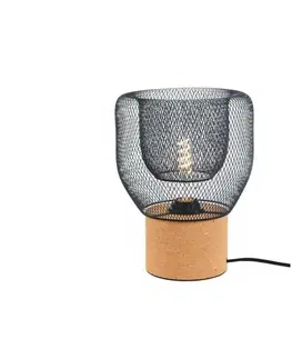 Designové stolní lampy ACA Lighting stolní lampa 1XE27 korek+černá kovová D22XH27CM MARACU GN51T121CB