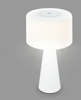 Venkovní osvětlení terasy Briloner LED stolní lampa Halo, provoz na baterii, bílá