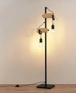 Stojací lampy Lindby Lindby Asya stojací lampa, dřevo, černá