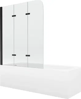 Vany MEXEN/S Vega obdélníková vana 180 x 80 cm s panelem  + vanová zástěna 120 cm, transparent,  černá 550118080X9012037000