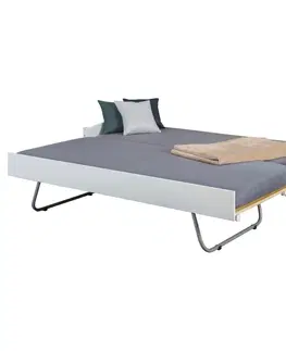 Jednolůžkové postele Dřevěná rozkládací postel Vindas, Bílá