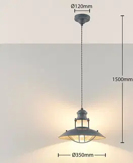 Závěsná světla Lindby Industriální závěsná lampa Louisanne, šedá
