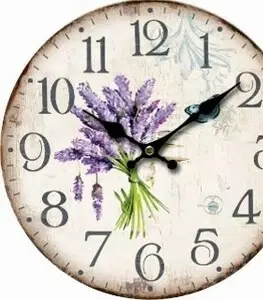 Hodiny Nástěnné hodiny Lavender, pr. 34 cm, dřevo
