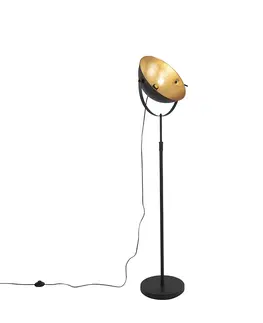 Stojaci lampy Stojací lampa černá se zlatem 35 cm nastavitelná - Magnax