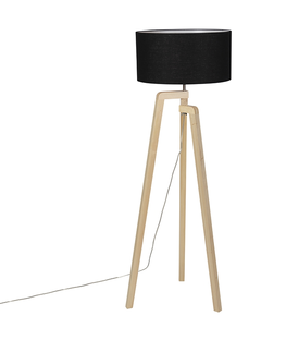 Stojaci lampy Moderní stojací lampa dřevo s černým odstínem 45 cm - Puros