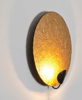 Nástěnná svítidla Holländer Nástěnné svítidlo LED Traversa, lesklá zlatá, Ø 35 cm