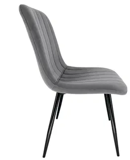 Židle Ak furniture Prošívaná čalouněná sametová židle Demia šedá