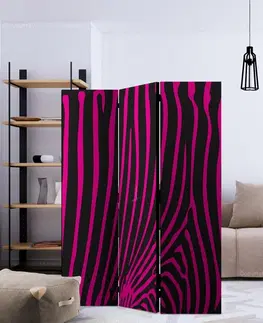 Paravány Paraván Zebra pattern (violet) Dekorhome 135x172 cm (3-dílný)
