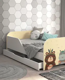 Dětské postele Dětská postel 140 x 70 cm se safari zvířátky