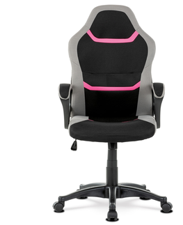 Kancelářské židle Kancelářská židle CLOUDVEIL, černá/šedá/růžová látka