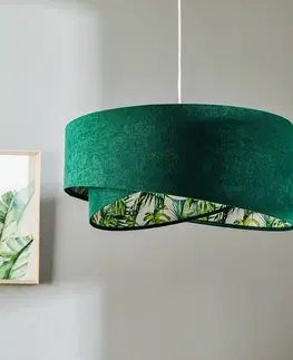 Závěsná světla Maco Design Závěsná lampa Vivien, zelená s celoplošným květinovým potiskem