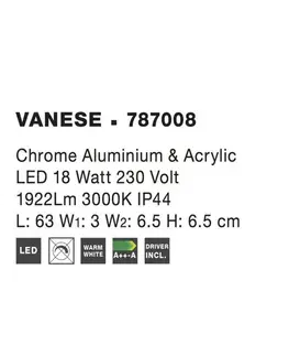 Přisazená nábytková svítidla NOVA LUCE nástěnné svítidlo nad zrcadlo VANESE chromovaný hliník a akryl LED 18W 3000K IP44 787008