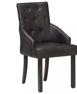 Židle Jídelní křeslo 6 ks pravá kůže Dekorhome Černá