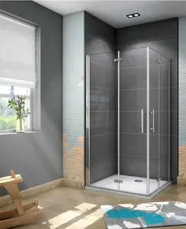 Sprchové vaničky H K Obdelníkový SOLO R910, 90x100 cm se zalamovacími dveřmi, rohový vstup včetně sprchové vaničky z litého mramoru