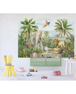 Tapety Dětská fototapeta Colourful Jungle 252 x 182 cm, 4 díly