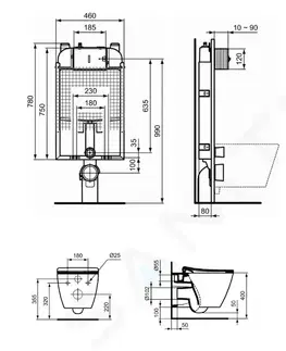 Záchody IDEAL STANDARD ProSys Set předstěnové instalace, klozetu a sedátka Strada II, tlačítka Oleas M1, Aquablade, SoftClose, chrom mat ProSys80M SP101