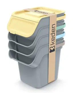Odpadkové koše Prosperplast Sada 4 odpadkových košů KADDI s filtrem 4 x 20 L světle šedá