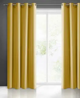 Jednobarevné hotové závěsy Žlutý jednobarevný závěs na okno