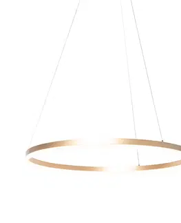 Zavesna svitidla Designová prstenová závěsná lampa zlatá 80 cm včetně LED a stmívače - Anello