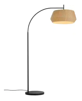 Obloukové lampy Nordlux Stojací lampa Dicte, ručně vázané stínidlo, jantar