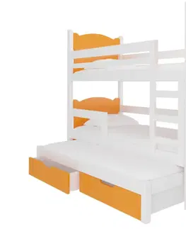 Postele ArtAdrk Dětská patrová postel LETICIA Barva: Bílá / oranžová