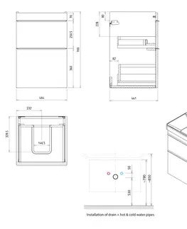 Koupelnový nábytek SAPHO SITIA umyvadlová skříňka 46,4x70x44,2cm, 2xzásuvka, dub stříbrný SI050-1111