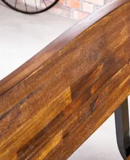 Lavice do jídelny LuxD Designová lavice s opěrkou Evolution 200 cm hnědá akácie