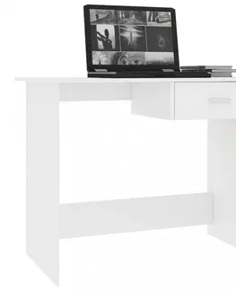 Pracovní stoly Psací stůl se zásuvkou 100x50 cm Dekorhome Bílá lesk