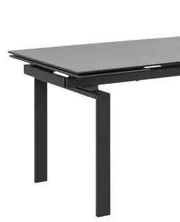 Jídelní stoly Dkton Jídelní stůl rozkládací Neema 160/240 cm černé sklo