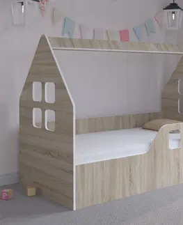 Dětské postele Dětský domeček na postel 160 x 80 cm v dekoru dub sonoma pravý