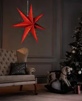 LED osvětlení na baterie Solight LED vánoční hvězda červená, závěsná, 60cm, 20x LED, 2x AA 1V263