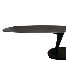 Designové a luxusní konferenční stolky Estila Designový konferenční stolek Delin s mramorovou deskou v černé barvě a dvěma otočnými dvouúrovňovými deskami 94-163 cm