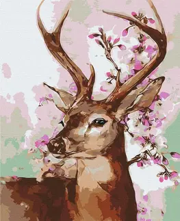 Zvířata Malování podle čísel jelen se sakurou