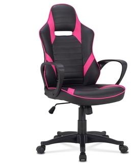 Kancelářské židle Herní křeslo SOKAR, černá a růžová ekokůže