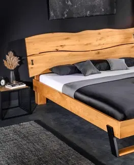 Luxusní a stylové postele Estila Masivní designová manželská postel Sheesham z palisandrového dřeva naturální hnědé barvy 180x200cm