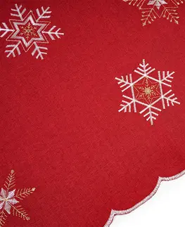 Ubrusy Forbyt Vánoční ubrus Vločky červená, 85 x 85 cm
