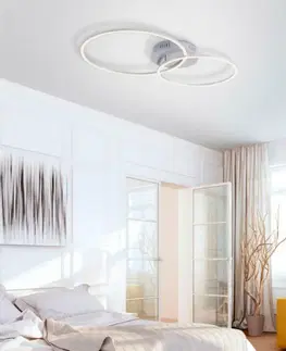 Designová stropní svítidla LEUCHTEN DIREKT is JUST LIGHT LED stropní svítidlo v barvě oceli v moderním designu se světelnými kruhy a funkcí stmívání SimplyDim 2700K
