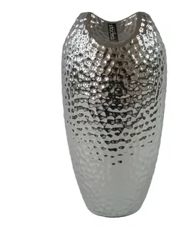 Vázy keramické Keramická váza Silver dots stříbrná, 29 cm