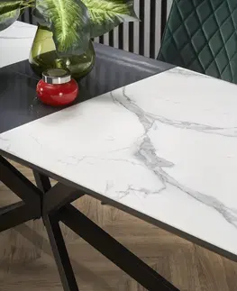 Jídelní stoly HALMAR Rozkládací jídelní stůl DIESEL bílý mramor/černá