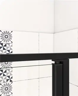 Sprchové vaničky H K Čtvercový sprchový kout BLACK SAFIR R808, 80x80 cm, se dvěma jednokřídlými dveřmi s pevnou stěnou, rohový vstup včetně sprchové vaničky z litého mramoru