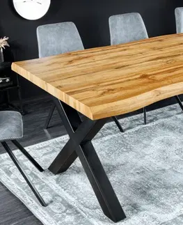 Jídelní stoly LuxD Designový jídelní stůl Kaniesa 180 cm hnědý - vzor divoký dub - otevřené balení